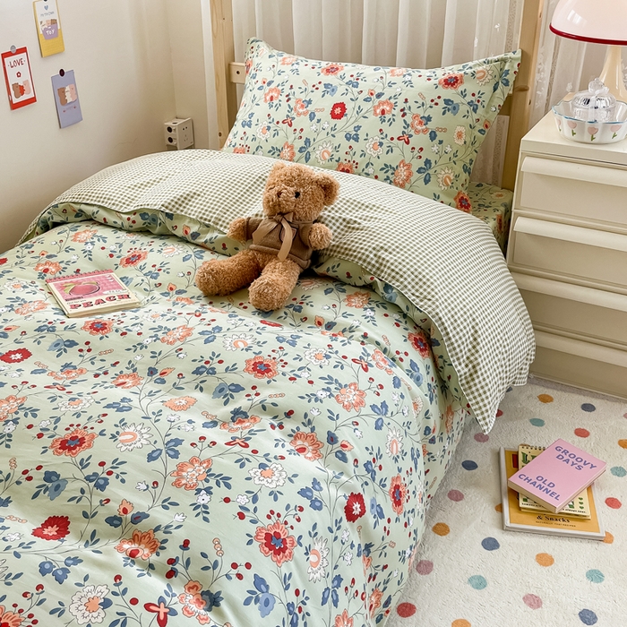 91家纺网 家纺一手货源 找家纺 小叮当家纺仓储工厂店 2025新款舒适亲肤全棉纯棉斜纹印花学生三件套 馨香