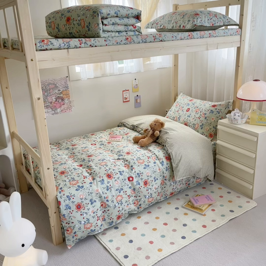 91家纺网 家纺一手货源 找家纺 小叮当家纺仓储工厂店 2025新款舒适亲肤全棉纯棉斜纹印花学生三件套 馨香