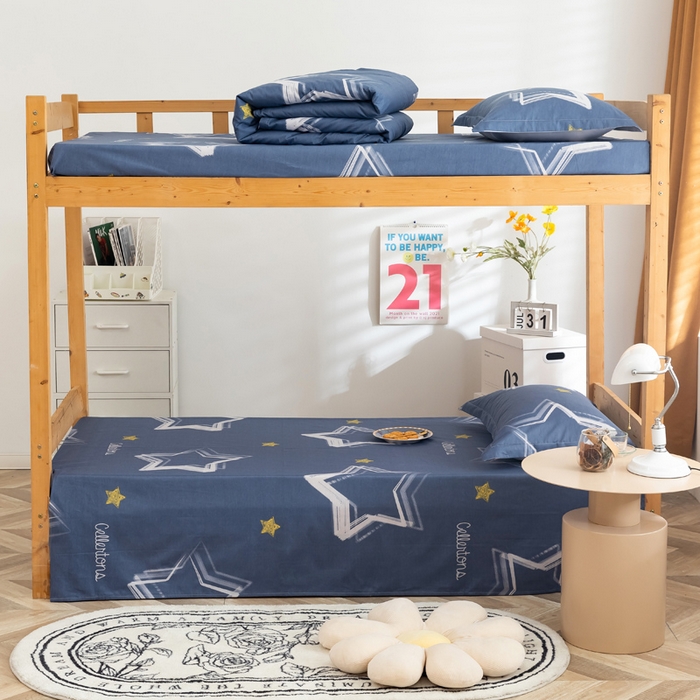 91家纺网 家纺一手货源 找家纺 小叮当家纺仓储工厂店 2025新款舒适亲肤全棉纯棉斜纹印花学生三件套 星际