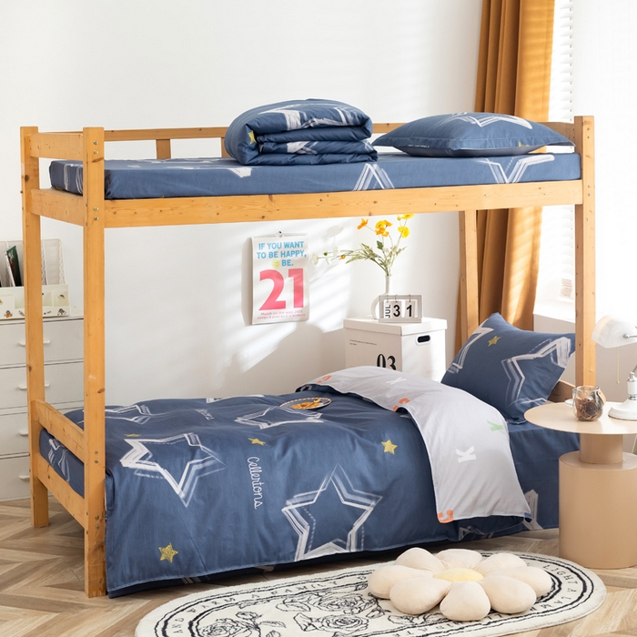 91家纺网 家纺一手货源 找家纺 小叮当家纺仓储工厂店 2025新款舒适亲肤全棉纯棉斜纹印花学生三件套 星际