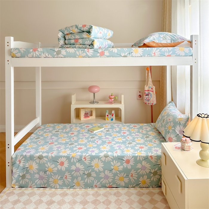 91家纺网 家纺一手货源 找家纺 小叮当家纺仓储工厂店 2025新款舒适亲肤全棉纯棉斜纹印花学生三件套 阳光如梦