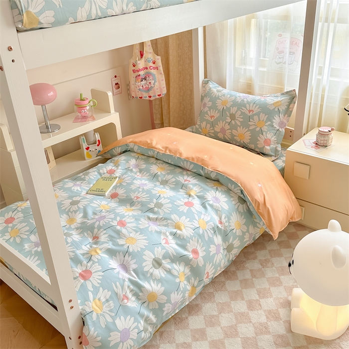 91家纺网 家纺一手货源 找家纺 小叮当家纺仓储工厂店 2025新款舒适亲肤全棉纯棉斜纹印花学生三件套 阳光如梦