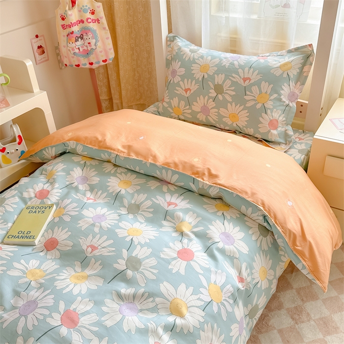 91家纺网 家纺一手货源 找家纺 小叮当家纺仓储工厂店 2025新款舒适亲肤全棉纯棉斜纹印花学生三件套 阳光如梦