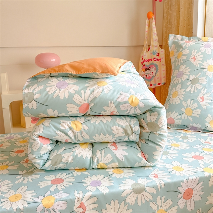 91家纺网 家纺一手货源 找家纺 小叮当家纺仓储工厂店 2025新款舒适亲肤全棉纯棉斜纹印花学生三件套 阳光如梦