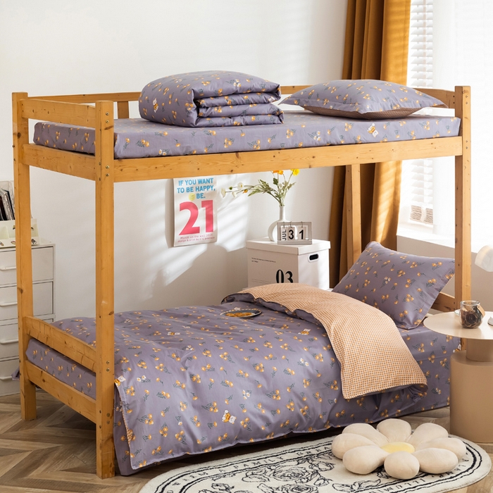 91家纺网 家纺一手货源 找家纺 小叮当家纺仓储工厂店 2025新款舒适亲肤全棉纯棉斜纹印花学生三件套 追梦