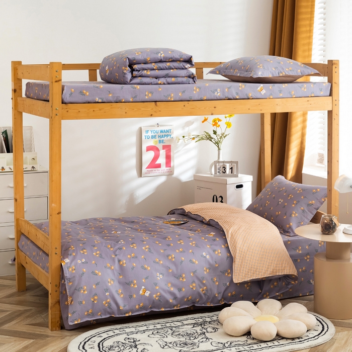 91家纺网 家纺一手货源 找家纺 小叮当家纺仓储工厂店 2025新款舒适亲肤全棉纯棉斜纹印花学生三件套 追梦