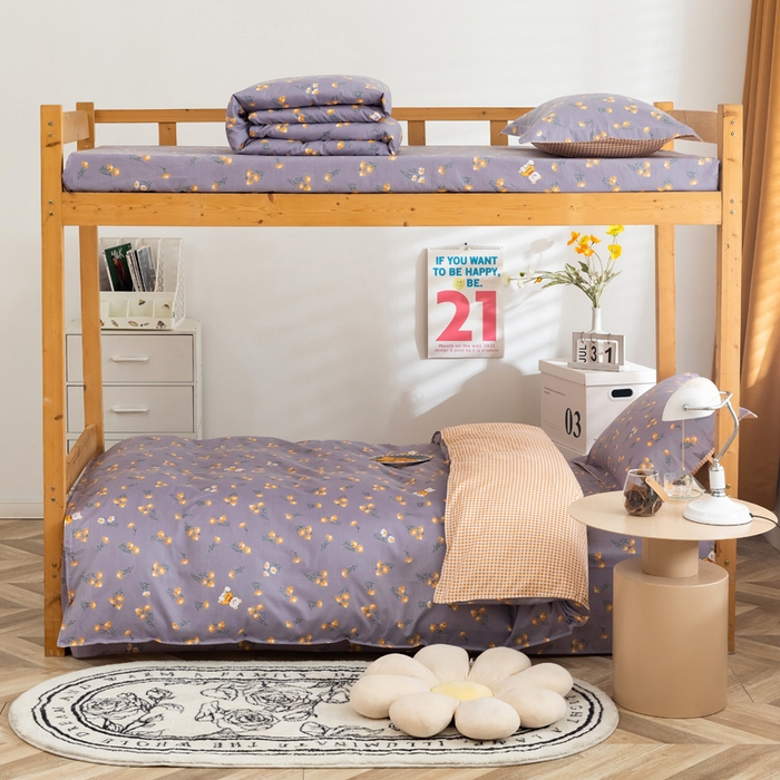 91家纺网 家纺一手货源 找家纺 小叮当家纺仓储工厂店 2025新款舒适亲肤全棉纯棉斜纹印花学生三件套 追梦