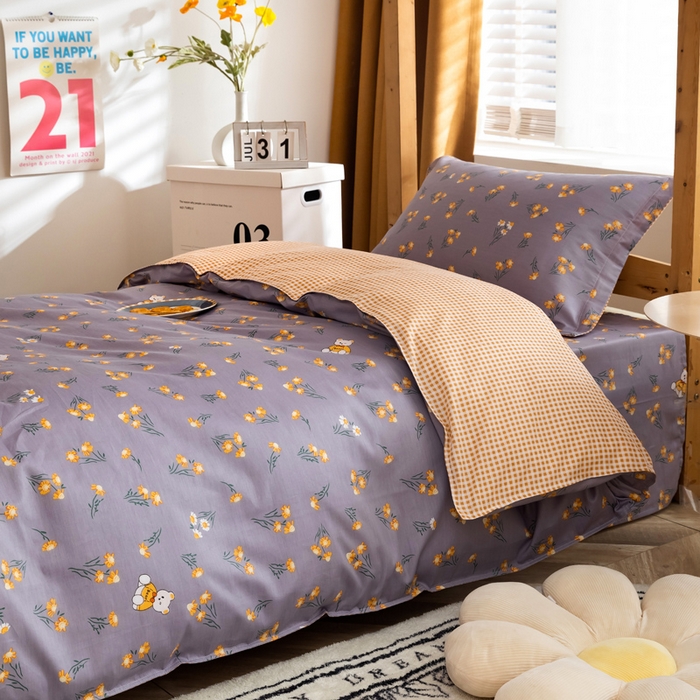 91家纺网 家纺一手货源 找家纺 小叮当家纺仓储工厂店 2025新款舒适亲肤全棉纯棉斜纹印花学生三件套 追梦