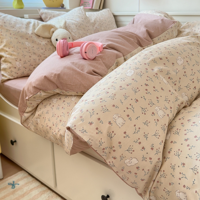 91家纺网 家纺一手货源 找家纺 小叮当家纺仓储工厂店 2025新款13372碎花全棉纯棉四件套 采薇兔