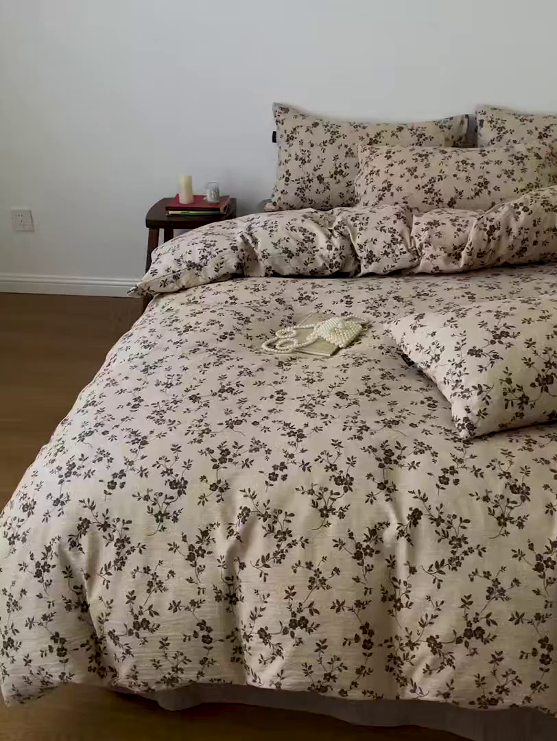 91家纺网 家纺一手货源 找家纺 （总）梦纤绒 2025秋冬新款A类高克重亚麻复古诧季风原麻系列四件套