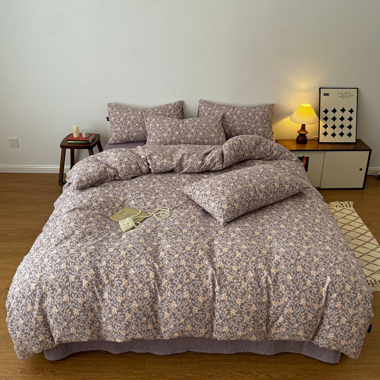 91家纺网 家纺一手货源 找家纺 （总）梦纤绒 2025秋冬新款A类高克重亚麻复古诧季风原麻系列四件套