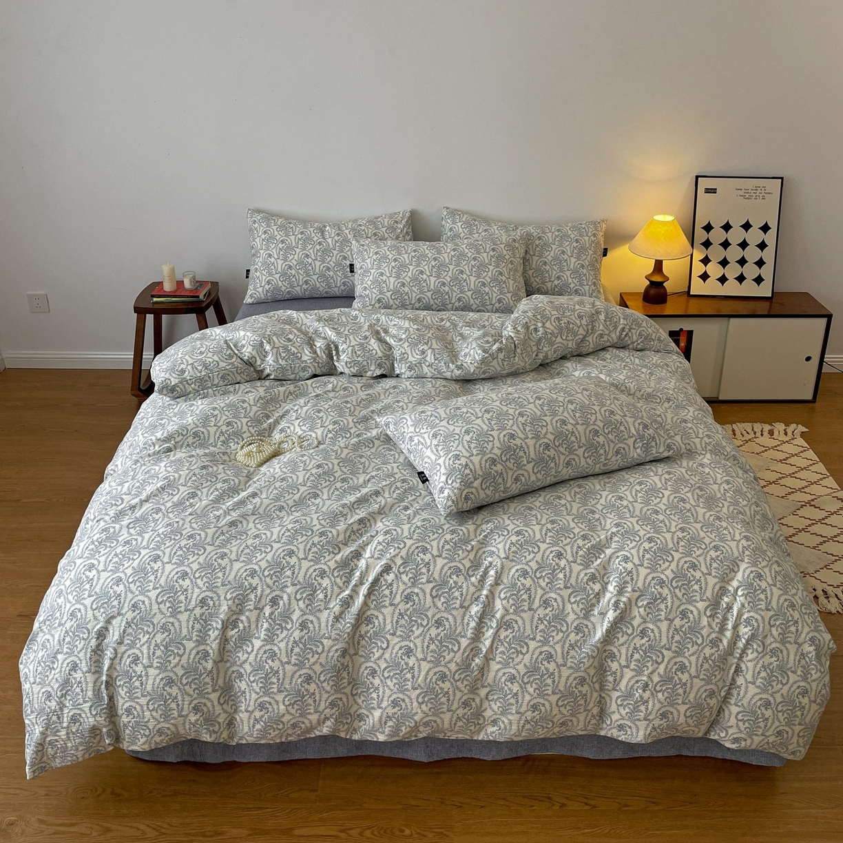 91家纺网 家纺一手货源 找家纺 （总）梦纤绒 2025秋冬新款A类高克重亚麻复古诧季风原麻系列四件套