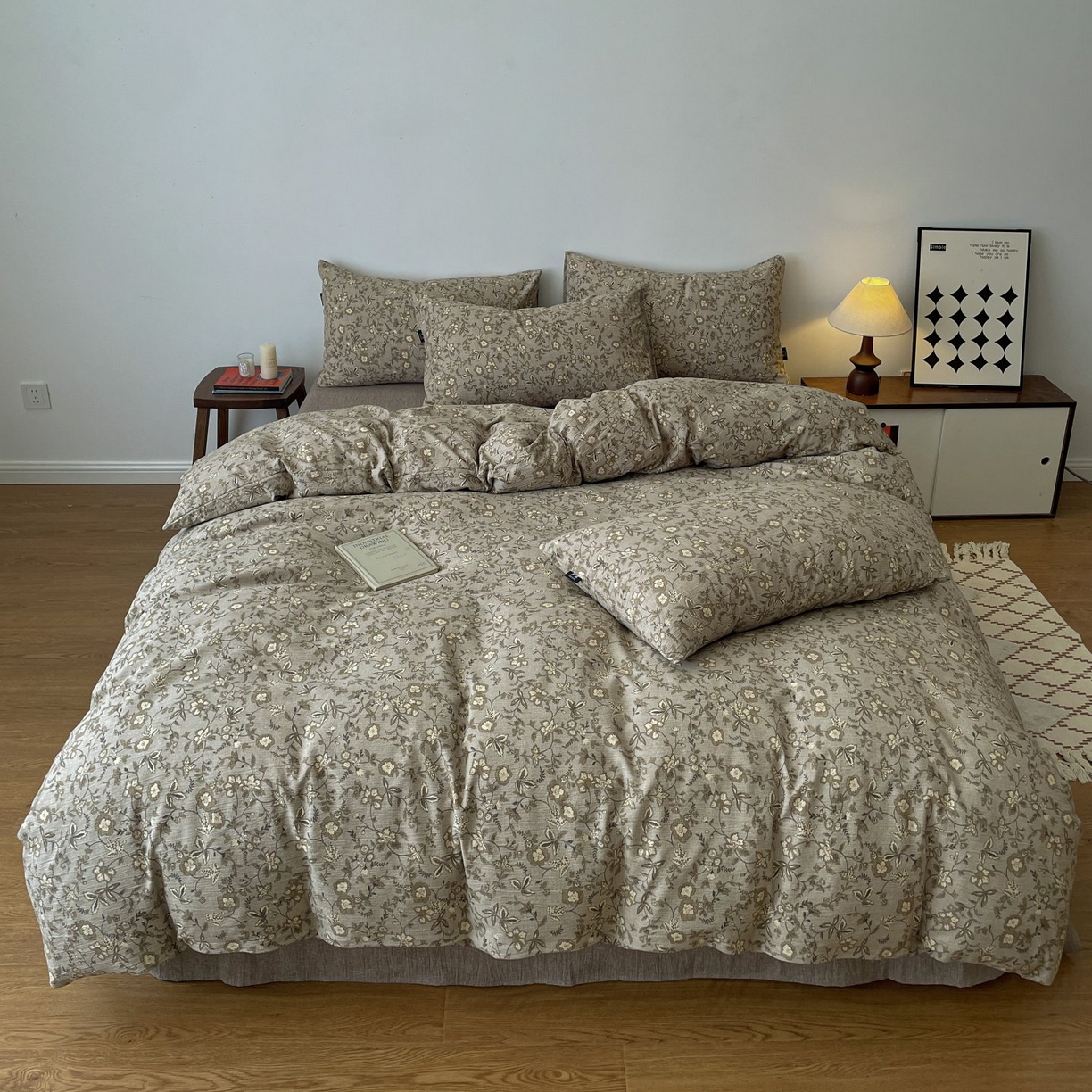 91家纺网 家纺一手货源 找家纺 （总）梦纤绒 2025秋冬新款A类高克重亚麻复古诧季风原麻系列四件套