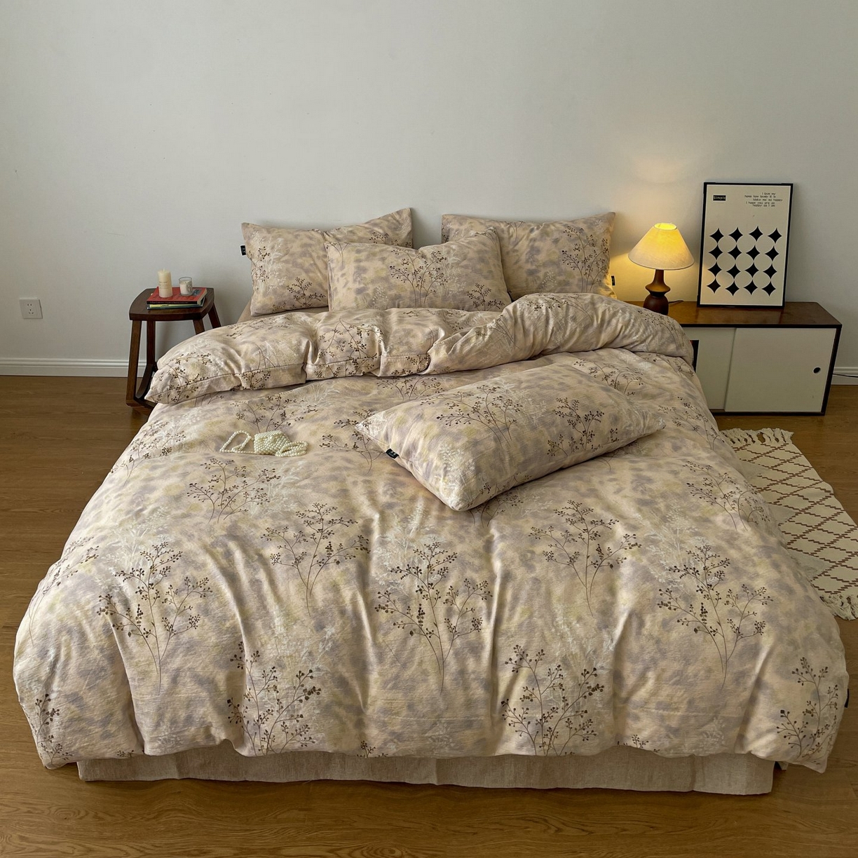 91家纺网 家纺一手货源 找家纺 （总）梦纤绒 2025秋冬新款A类高克重亚麻复古诧季风原麻系列四件套