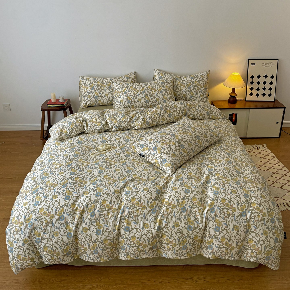 91家纺网 家纺一手货源 找家纺 （总）梦纤绒 2025秋冬新款A类高克重亚麻复古诧季风原麻系列四件套