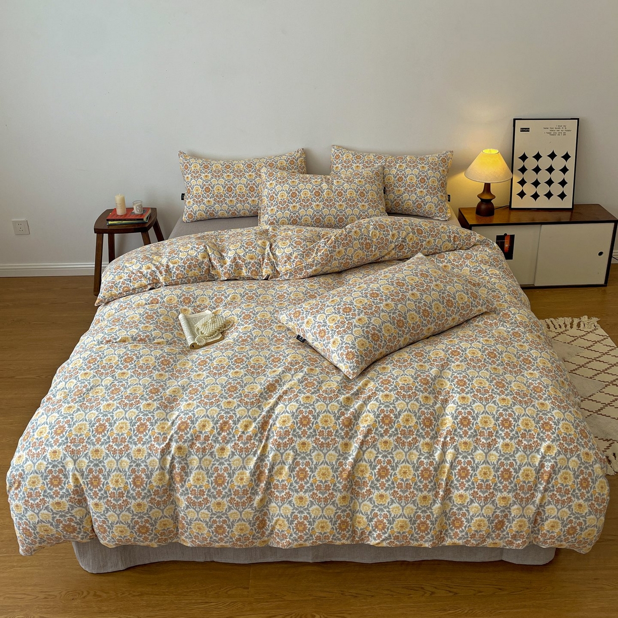 91家纺网 家纺一手货源 找家纺 （总）梦纤绒 2025秋冬新款A类高克重亚麻复古诧季风原麻系列四件套