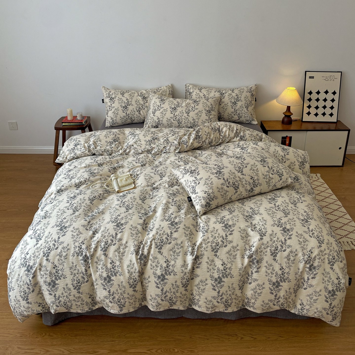 91家纺网 家纺一手货源 找家纺 （总）梦纤绒 2025秋冬新款A类高克重亚麻复古诧季风原麻系列四件套