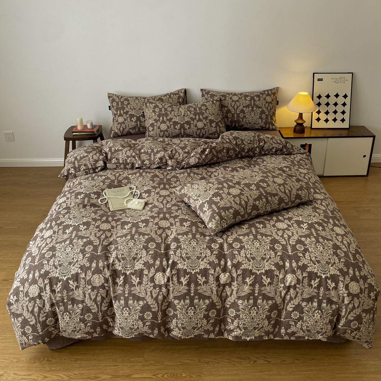 91家纺网 家纺一手货源 找家纺 （总）梦纤绒 2025秋冬新款A类高克重亚麻复古诧季风原麻系列四件套