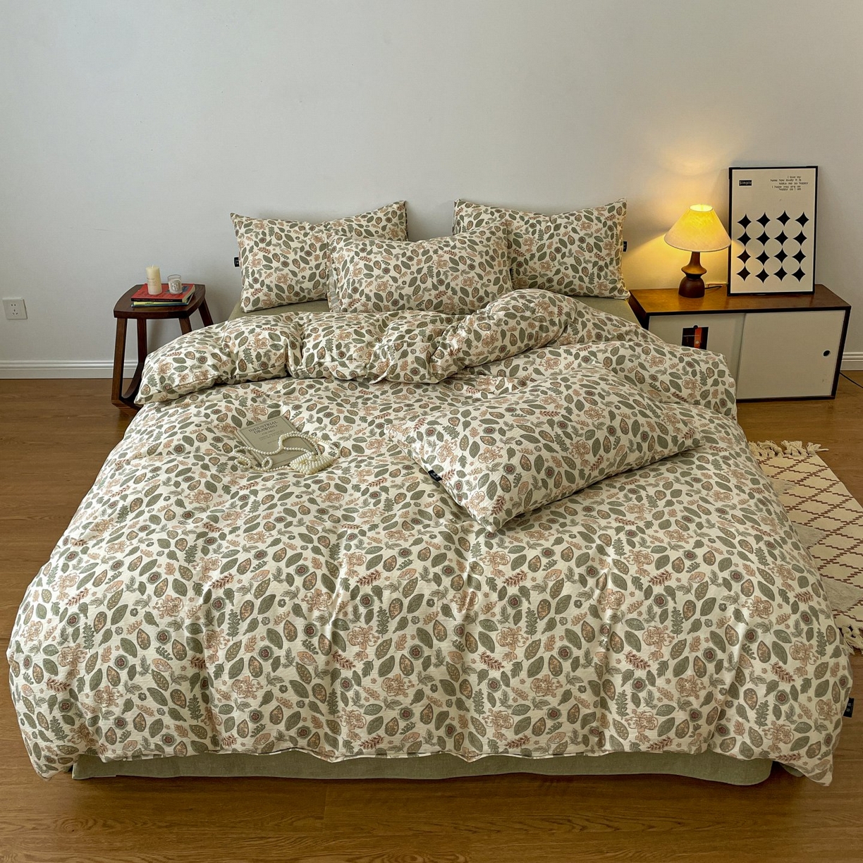 91家纺网 家纺一手货源 找家纺 （总）梦纤绒 2025秋冬新款A类高克重亚麻复古诧季风原麻系列四件套