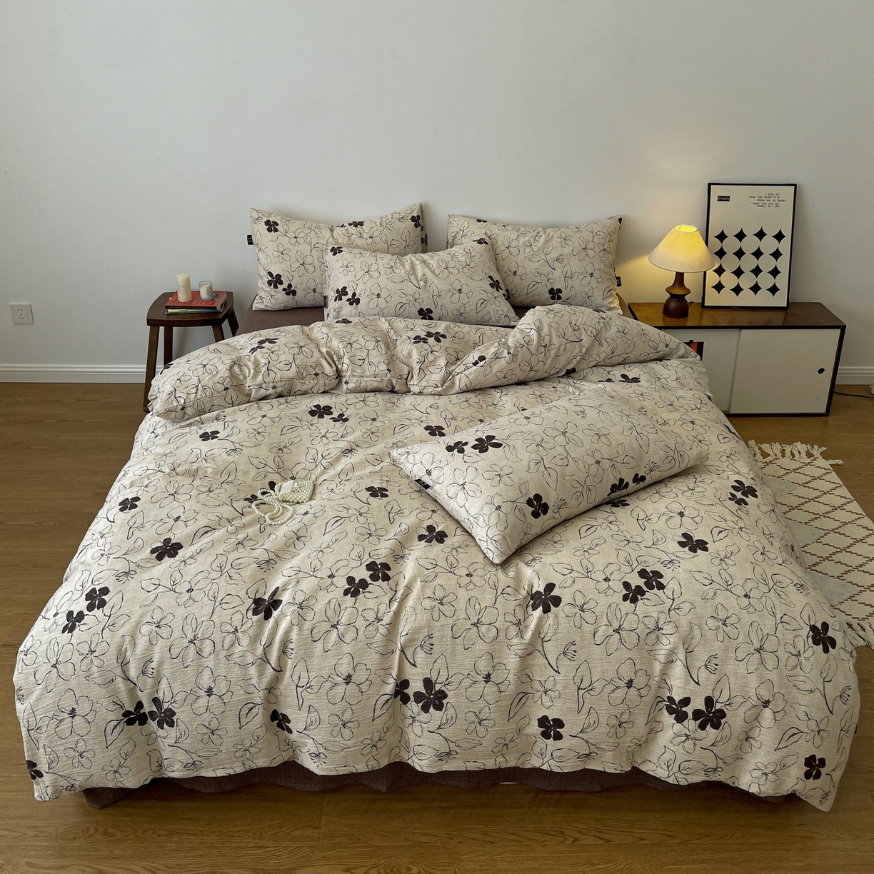 91家纺网 家纺一手货源 找家纺 （总）梦纤绒 2025秋冬新款A类高克重亚麻复古诧季风原麻系列四件套