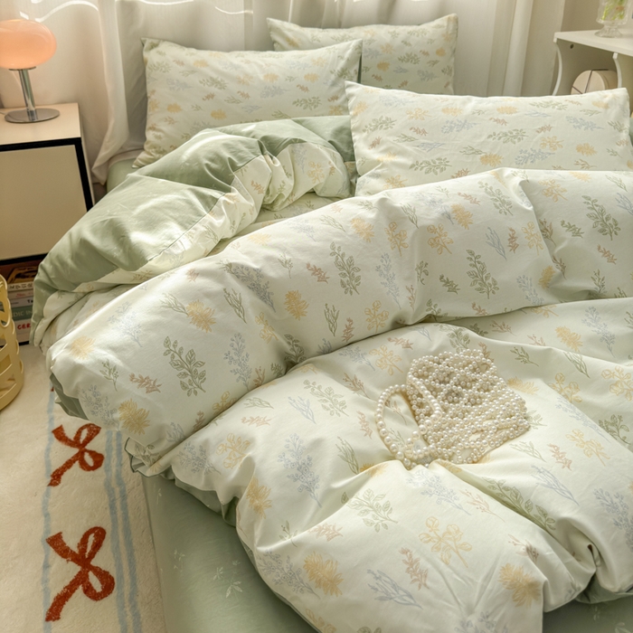 91家纺网 家纺一手货源 找家纺 小叮当家纺仓储工厂店 2025新款13372碎花全棉纯棉四件套 萱草