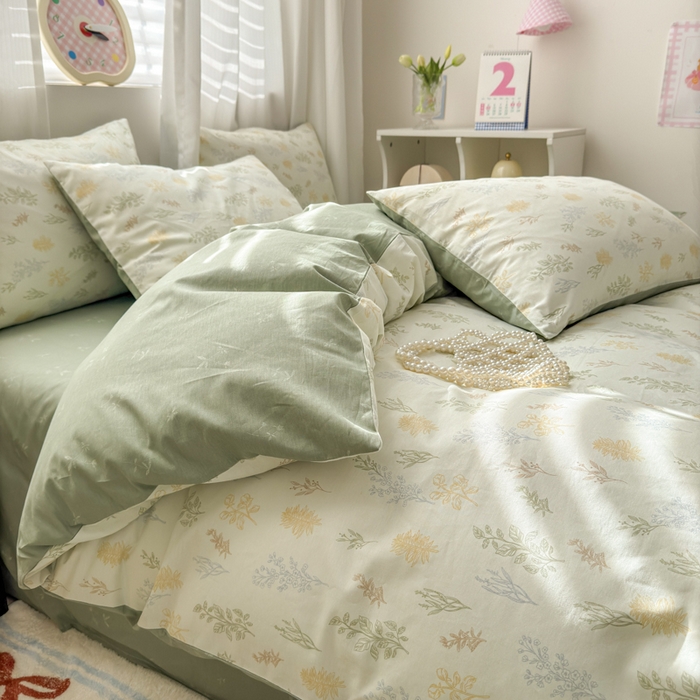 91家纺网 家纺一手货源 找家纺 小叮当家纺仓储工厂店 2025新款13372碎花全棉纯棉四件套 萱草