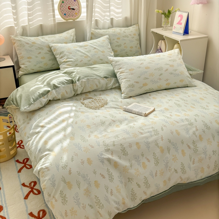 91家纺网 家纺一手货源 找家纺 小叮当家纺仓储工厂店 2025新款13372碎花全棉纯棉四件套 萱草