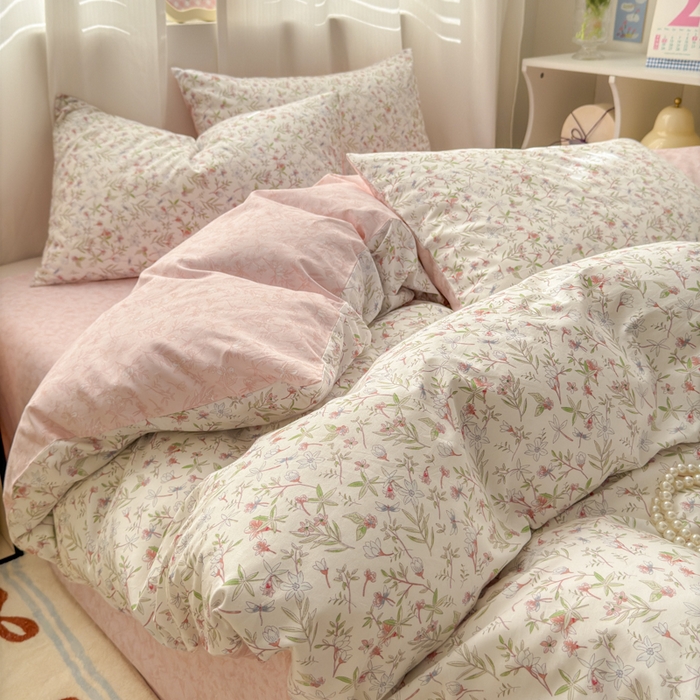 91家纺网 家纺一手货源 找家纺 小叮当家纺仓储工厂店 2025新款13372碎花全棉纯棉四件套 月华