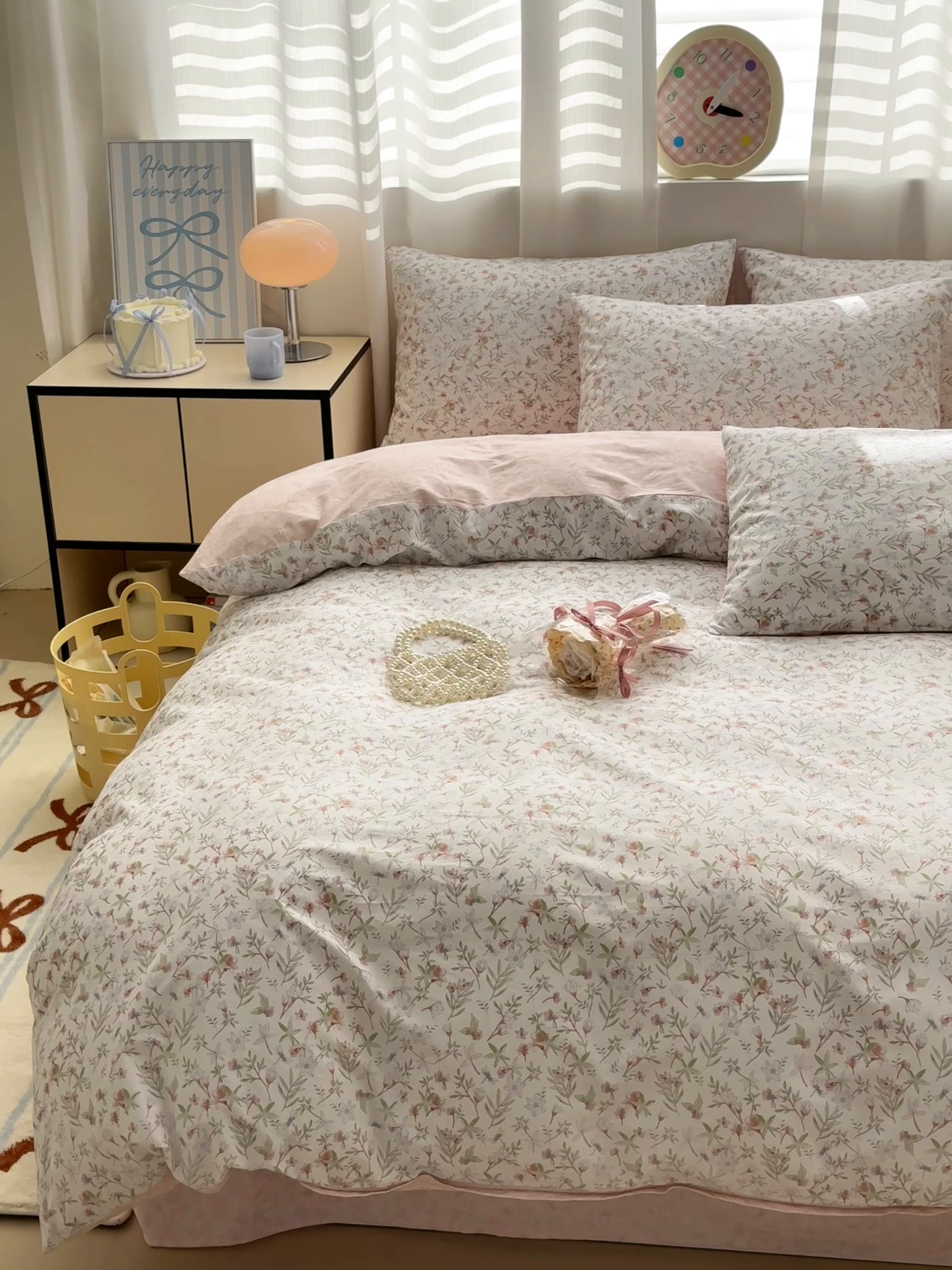 91家纺网 家纺一手货源 找家纺 小叮当家纺仓储工厂店 2025新款13372碎花全棉纯棉四件套 月华