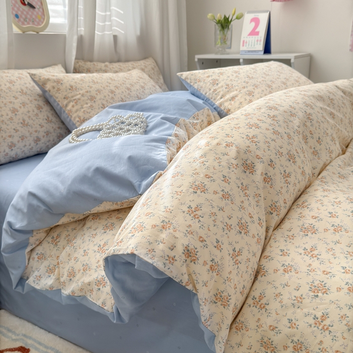 小叮当家纺仓储工厂店 2025新款13372碎花全棉纯棉四件套 月蓉