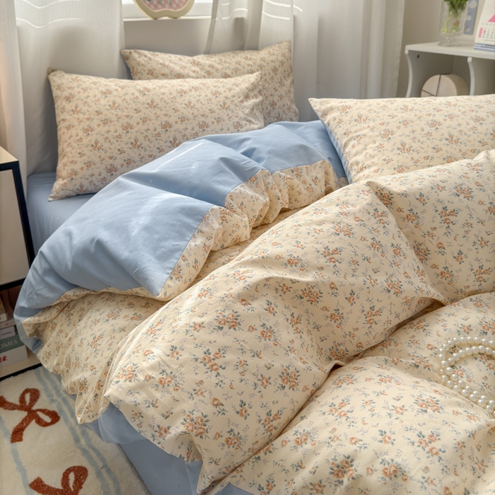 91家纺网 家纺一手货源 找家纺 小叮当家纺仓储工厂店 2025新款13372碎花全棉纯棉四件套 月蓉