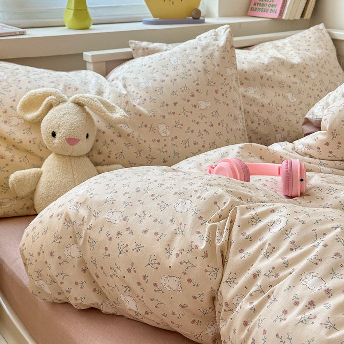 91家纺网 家纺一手货源 找家纺 小叮当家纺仓储工厂店 2025新款13372碎花全棉纯棉四件套 采薇兔