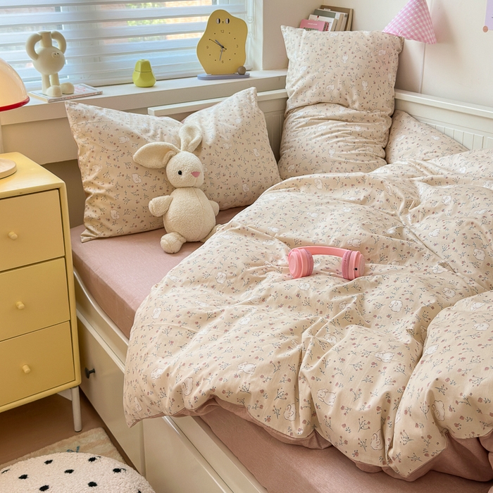 91家纺网 家纺一手货源 找家纺 小叮当家纺仓储工厂店 2025新款13372碎花全棉纯棉四件套 采薇兔