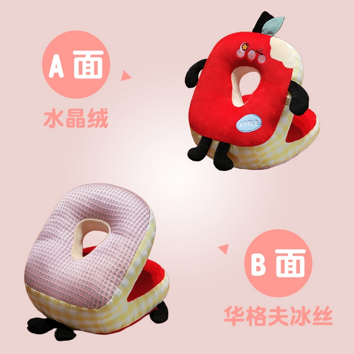 91家纺网 家纺一手货源 找家纺 （总）仟亿莱 2025新款亲肤舒适大眼红苹果双面午睡枕枕头枕芯