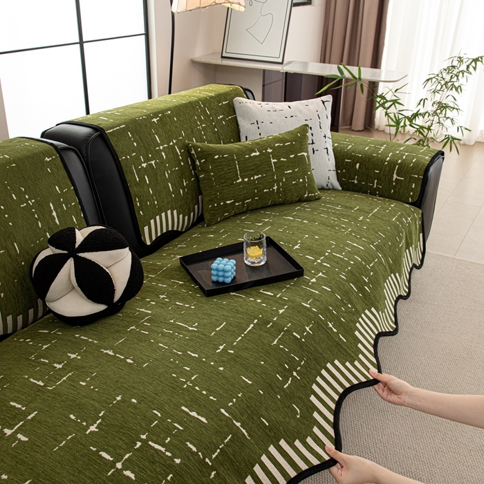 沐沐家纺 2026新款亲肤舒适异形星硕沙发垫 墨绿
