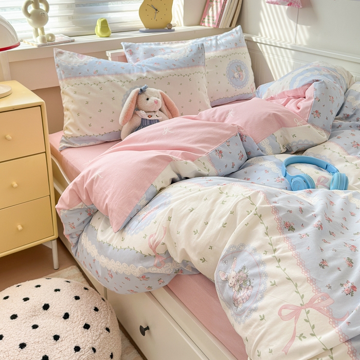 91家纺网 家纺一手货源 找家纺 小叮当家纺仓储工厂店 2025新款13372碎花全棉纯棉四件套 茶话会