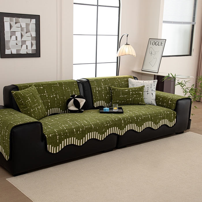 91家纺网 家纺一手货源 找家纺 沐沐家纺 2026新款亲肤舒适异形星硕沙发垫 墨绿