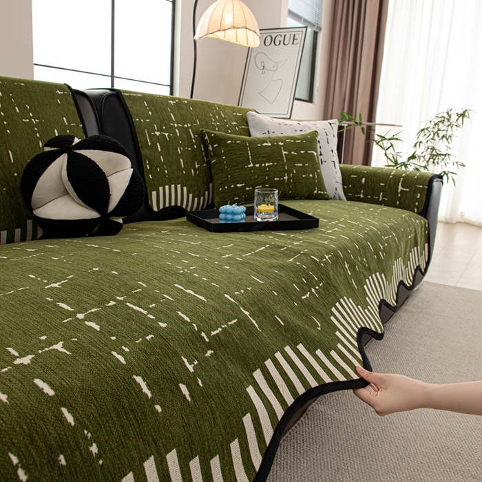 91家纺网 家纺一手货源 找家纺 沐沐家纺 2026新款亲肤舒适异形星硕沙发垫 墨绿
