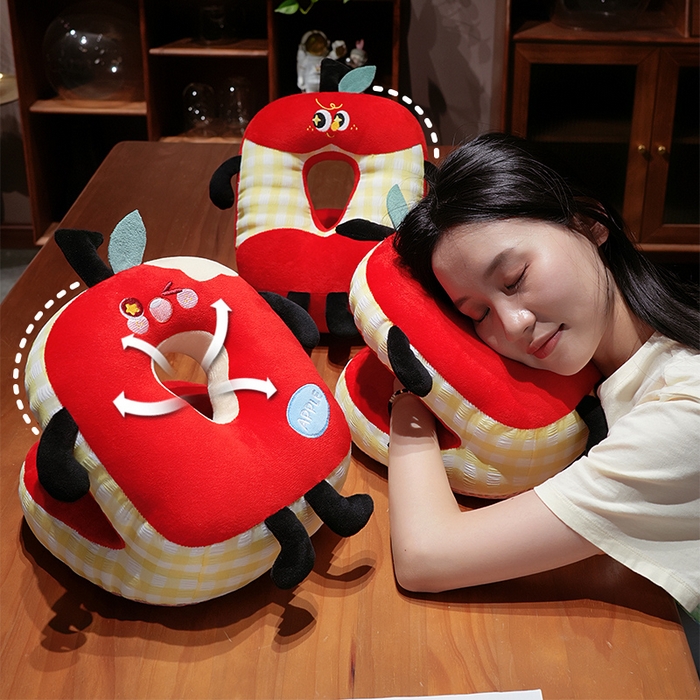 91家纺网 家纺一手货源 找家纺 仟亿莱 2025新款亲肤舒适大眼红苹果双面午睡枕枕头枕芯 组合图仅供参考不可下单