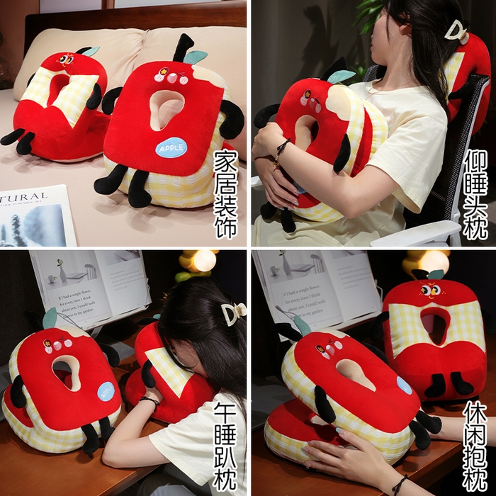 91家纺网 家纺一手货源 找家纺 仟亿莱 2025新款亲肤舒适大眼红苹果双面午睡枕枕头枕芯 组合图仅供参考不可下单