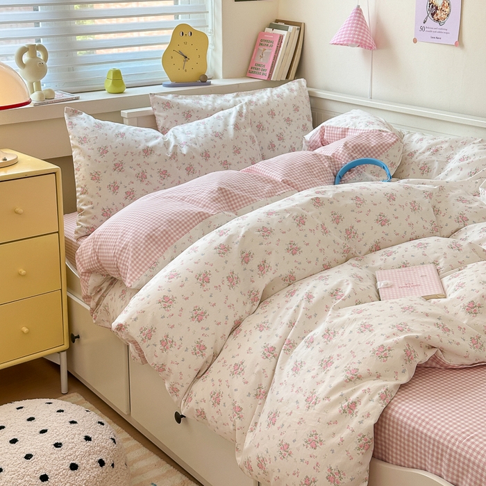 91家纺网 家纺一手货源 找家纺 小叮当家纺仓储工厂店 2025新款13372碎花全棉纯棉四件套 晚风