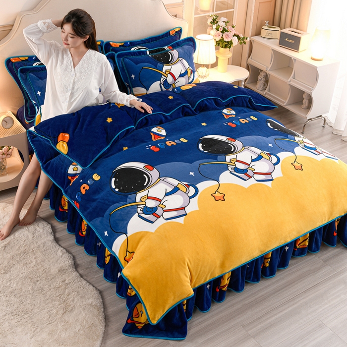 91家纺网 家纺一手货源 找家纺 （总）羽梦2025新款8.5斤牛奶法莱绒金貂法兰绒四件套直播爆款