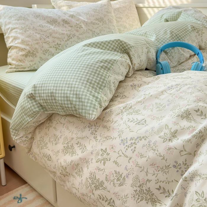 91家纺网 家纺一手货源 找家纺 小叮当家纺仓储工厂店 2025新款13372碎花全棉纯棉四件套 忘忧草