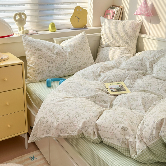 91家纺网 家纺一手货源 找家纺 小叮当家纺仓储工厂店 2025新款13372碎花全棉纯棉四件套 忘忧草