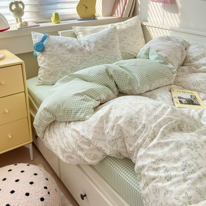 91家纺网 家纺一手货源 找家纺 小叮当家纺仓储工厂店 2025新款13372碎花全棉纯棉四件套 忘忧草