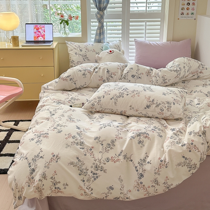 91家纺网 家纺一手货源 找家纺 小叮当家纺仓储工厂店 2025新款13372碎花全棉纯棉四件套 暗香