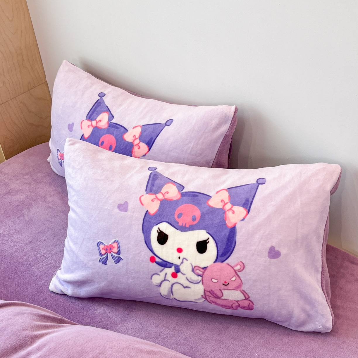 孩子王家纺 2025新款正版授权三丽鸥大版卡通牛奶绒系列单枕套 库洛米之心