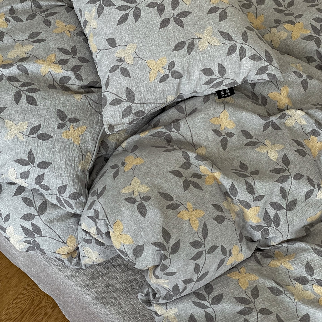 91家纺网 家纺一手货源 找家纺 梦纤绒 2025秋冬新款A类高克重亚麻复古诧季风原麻系列四件套 蔓叶兰