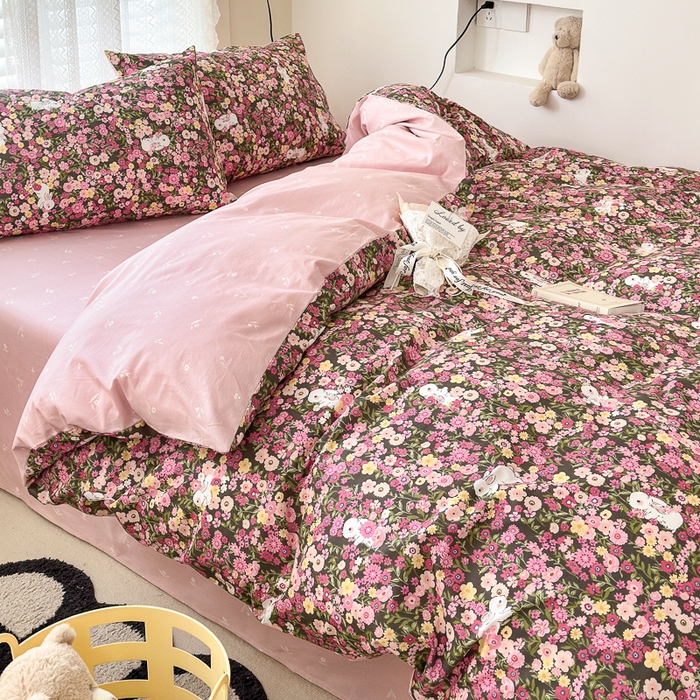 91家纺网 家纺一手货源 找家纺 小叮当家纺仓储工厂店 2025新款13372碎花全棉纯棉四件套 沉浸花园