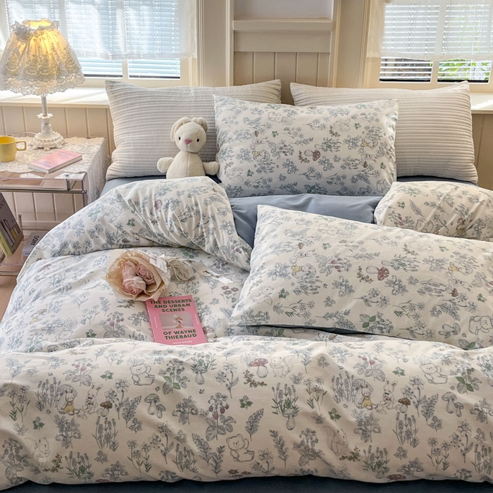 91家纺网 家纺一手货源 找家纺 小叮当家纺仓储工厂店 2025新款13372碎花全棉纯棉四件套 秘境森林